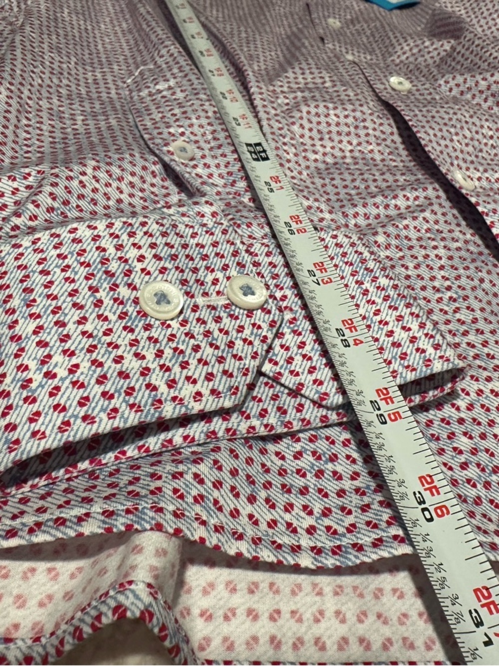 Bugatchi James AirBlue Long Sleeve Button Up Shirt Red & Blue Geometric Print 2X - Picture 11 of 14